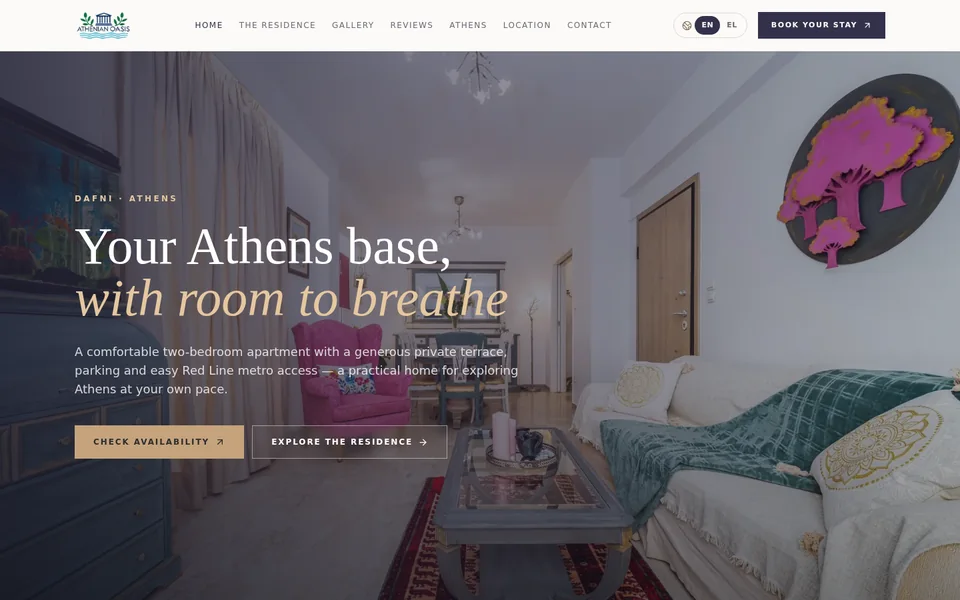 Athenian Oasis — Athens City Apartment & Booking Website