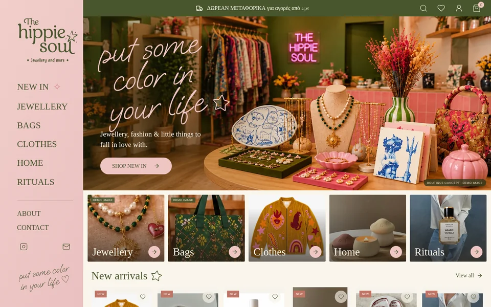 The Hippie Soul — Jewellery & Lifestyle E-Commerce Design Preview